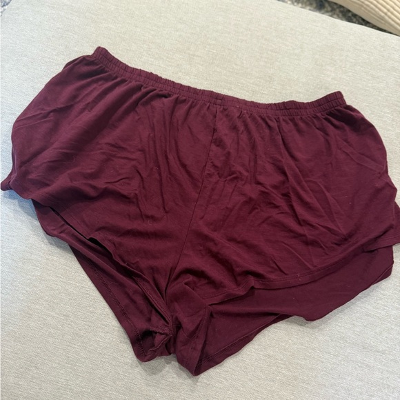 Athleta Well Rested Ribbed Sleep Shorts - Maroon/Medium - Picture 4 of 7